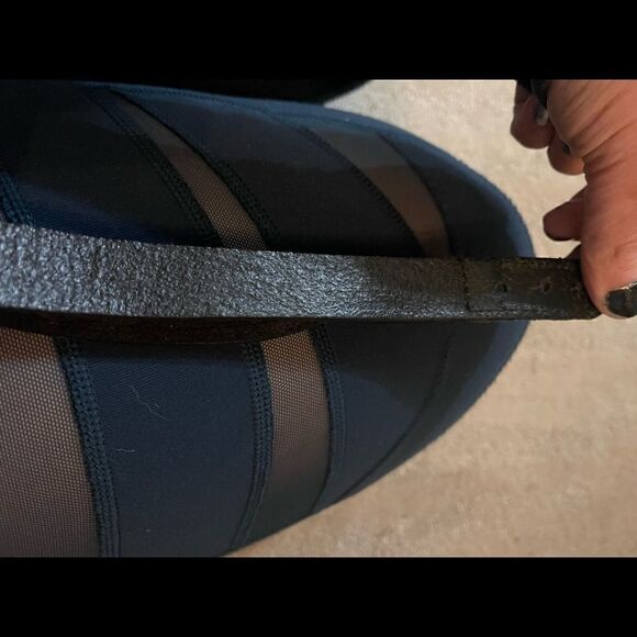 Black and Beige Grommet Authentic Leather Adjustable Bracelets - Picture 6 of 6